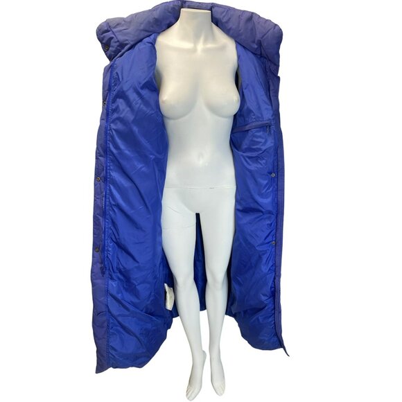 Eddie Bauer Goose Down Duffle Coat Full Length Parka Hooded Blue Large Womens - Picture 7 of 9